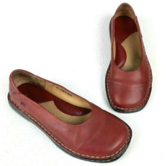 Born Shoes - Born Concept Red Leather Slip-On Flats Loafers 7.5